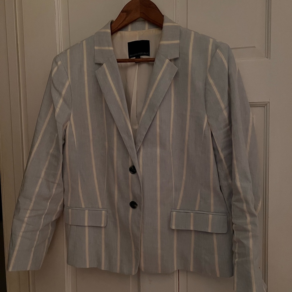 Banana Republic Blue and Cream Striped Blazer